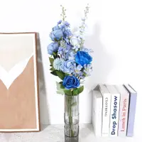 在飛比找蝦皮購物優惠-藍色人造花花束玫瑰繡球牡丹鬱金香百合風信子假花