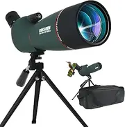 25-75x70 HD Spotting Scope Sports Shooters with Tripod and Smartphone Adapter, Zoom Bak4 Prism FMC Lens 45 Degree Angled Telescope for Bird Watching Wildlife Scenery Hunting Wildlife Stargazing