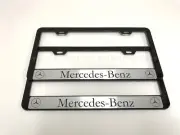 2pcsMERCEDES *HALO* BLACK Metal License Plate Frame with Screw Caps