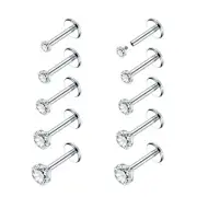 Xpircn 18G 16G Nose Rings Studs Stainless Steel Internally Threaded Labret Me...