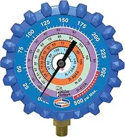 Uniweld G430ND 3-1/8" Blue/Low Pressure NPF® Gauge W/Boot, (PSI °F) (R410a/R22/R404a/R134a)