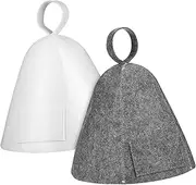 LIFKOME 2Pcs Thick Sauna Hats Comfortable Felt Bath Caps for Men Women Hair Skin Protection Stylish Grey Design for Travel