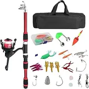 Kids Fishing Rod | 1.8M Telescopic Fishing Rod - Kids Fish Equipment, Tackle Starter Set with Storage Bag, Small Dock Gear for Outdoor Saltwater