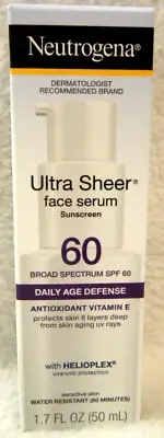 Neutrogena Ultra Sheer SPF 60 Face Serum Sunscreen Lotion 1.7oz **FAST SHIP**