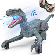 Remote Control Dinosaur, Realistic Dinosaur Toys for Kids 3-5, 2.4GHZ, Walking,Rechargeable, 3D Eyes, 3 Sound Effects, Demo Function, Jurassic Toys for Christmas, Kids 3+ (Green)