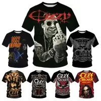 在飛比找蝦皮購物優惠-朋克樂隊搖滾樂隊ozzy Osbourne 3D印花T恤創意