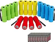 EverBrite 16-Pack Mini LED Flashlight Set - Assorted 4 Colors, 48 AAA Batteries Included, for Hurricane Supplies Party Favors, Kids Gift, Camping, Emergency