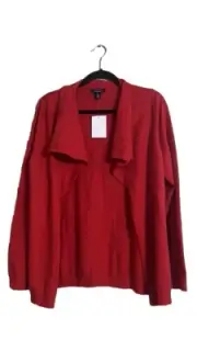 Land’s End Sweater Sz 18/20 Open Front Cardigan Draped Collar Cashmere Blend