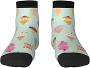 [JBYJBX] Ice Cream Cones Print Adult Socks Womens Mens Workout Thermal Cozy All-Season Gift Holiday Articles Use, 2 Black-1, One Size
