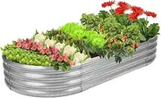 Galvanized Raised Garden Bed, 7 Ft Metal Planter Box for Vegetables, Flowers, Herbs (1-Silver)