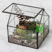 Ferrisland Glass Plant Terrarium Container Wardian Case Indoor Succulent Planter w/Door - 5.0"x4.3"x4.3"