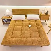 Futon Mattress -4in Thick Foldable Japanese Floor Mattress - Super Soft Sleeping Pad Mattress Topper Tatami Mat for Camping & Guest(Brown,California King)