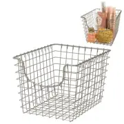 Scoop Wire Basket, Vintage-Inspired Steel Storage Solution for Kitchen, Pantr...