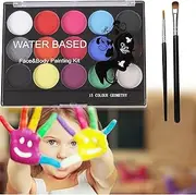 Mumoo Bear Kids Face Paint Kit - 15 Colours Non-Toxic Professional Palette Washable Safe Facepainting For Halloween Party, Holiday MakEUp Body, Body Painting Set Adults Children