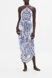 LAYERED LONG SARONG WITH FRONT TIE GLAZE AND GRAZE