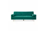 Design Square Modern Designer Scandinavian Velvet Fabric 3-Seater Sofa Bed - Green