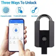 Smart Waterproof Bluetooth Fingerprint Padlock Locker Lock W/ 2 Keys Black
