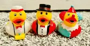 Circus Carnival Mini Rubber Duck Toy Set Of 3 Clown Ringmaster Ice Cream