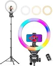 UBeesize 12’’ RGB Selfie Ring Light with 62’’ Tripod Stand for Video Recording＆Live Streaming(YouTube, Instagram, TIK Tok), Compatible with Phones, Cameras and Webcams