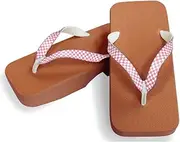 Hajime(一歩) [One Step] [Hajime] Geta Geta Clogs, Soft and Water Resistant, Made of Sponge, 10.6 inches (27 cm), BR/Checkered x Pink, Checkered x Pink (Imitsu x Pink/27), Strawberry × Pink, 27.0 cm