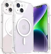 LUNOVATE Case for iPhone 14/13, [Anti-Yellow] Magnetic Clear Case with 2 Screen Protectors, Scratch-Resistant Transparent PC Back, Colourful Shockproof for iPhone 14, iPhone 13 - Glitter