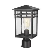 Outdoor Post Light Fixture, Modern Exterior Pillar Lantern with Black Finish ...