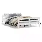 Bed Frame with Headboard White 137x187cm Double Size Solid Wood Pine