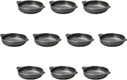Set of 10, Black Round Au Gratin (8.4 x 6.7 x 1.6 inches (21.4 x 17 x 4 cm) | Setomonohonpo