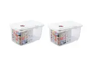 JapanBargain 1825, Lot of 2 Japanese Rice Storage Containers Plastic Kome