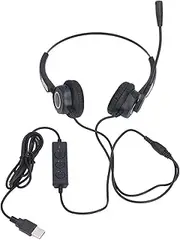 Wired Telephone Headset Noise Reduction Ergonomic Adjustable Volume Control USB Computer Headset for Online Classes