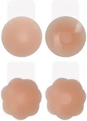 [Vavili] 2 Pairs Adhesive Bra, Nippleless Covers, Silicone Breast Lift Pasties 4.1inch Diameter, Strapless Backless Bra Push up Silicone Bra, Reusable Breast Lift Pasties for A-D Cup Beige, Beige, make code