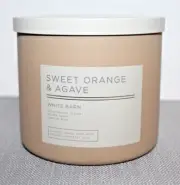 NEW WHITE BARN SWEET ORANGE AGAVE 3-Wick Candle Bath & Body Works
