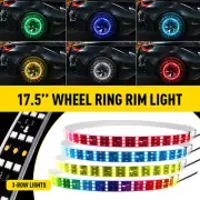 4X 17.5inch 3 Row RGB LED Illuminated Wheel Ring Kit Rim Lights For 12V Trucks Y