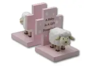 Bookends - Sheep - Pink - Super Cute Baby or Baptism Gift - Baby Room D‚cor