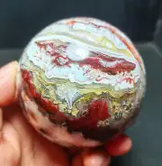 TOP 480g Natural Polished Mexico Banded Agate Crystal Sphere Ball Healing YWD731