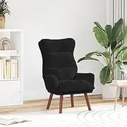 Modern Black Velvet Accent Chair, Ergonomic Living Room Recliner with Padded Armrests, Tufted Seat Sofa for Comfortable Home Relaxation & Stylish Room Decor