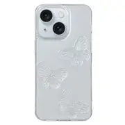 For Iphone 15 Clear Crystal Butterflies Tpu Phone Case Transparent