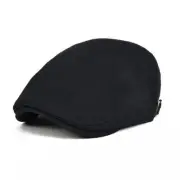 Men Newsboy Cap Cotton Flat Ivy Gatsby Driving Hat (Black)