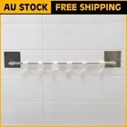 Towel Rail Rack 6 Hooks Kitchen Bath Shelf Toilet Wall Mounted Paper Holder