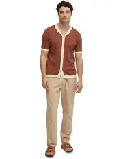 [Oxford] Cosmo Knitted Shirt in Spice/Natural