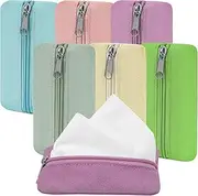 [GOCOHHI] Pocket Tissue Holder, 6 Packs for Purse, Reusable Travel Pouch, Fabric Zipper Packs for Coins, Cards, Office - 5.1 x 3.1 Inches