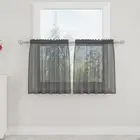 Dack Grey Sheer Tiers Curtains Set Semi Light Filtering Rod Pocket Short
