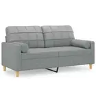 2-Seater Fabric Sofa with Cushion Lounge Couch Living Futon Chair Grey 140cm