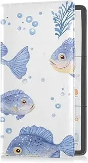 Pu Leather Car Registration and Insurance Holder Men Women Glove Box Compartment Organizer for Essential Document, Driver License, Cards Cute Winter Flounder Fishes