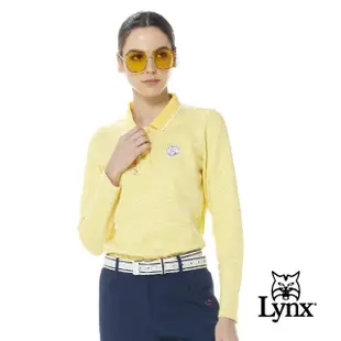 【Lynx Golf】女款純棉材質百搭橫條紋精美花邊領脇邊剪裁設計長袖POLO衫/高爾夫球衫(二色)