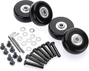 OwnMy 45mm x 18mm Luggage Wheels Replacements Set of 4 Mute Suitcase Replacement Wheels with Black Screws Axles Bearings, Rotatable Rubber Luggage Replacement Wheels Silent Suitcase Swivel Wheels Kit