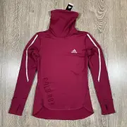 ADIDAS Womens Cold.Rdy Cover Up Long Sleeve Running Shirt (gc6686) BERRY, XS