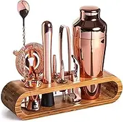 Cocktail Shaker Set, Cocktail Shaker Bartender Kit, 20 Piece Cocktail Shaker Set with Stand, with Stand, Professional Bar Tools for Drink Mixing, Home, Bar, Party Rose Gold