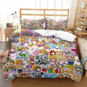v550 Bed Sheets Cartoon Lanky-box Foxy Boxy Bedding Set,Duvet Cover Bed Set Quilt Cover Pillowcase,King Queen Twin Size Boys Girls Adults 3-Piece Bedd