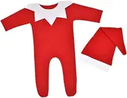 [ORFOFE] 1 Set Spandex Boy Outfit Newborn Photography Outfits Newborn Decorative Outfit Christmas Bodysuit Red